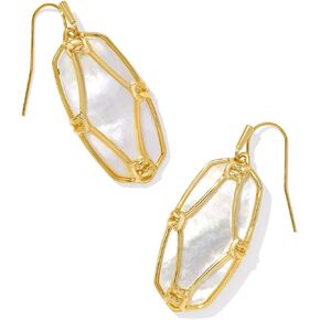 Kendra Scott Womens Elle Lattice Frame Drop أقراط الذهب العاجي والدة لؤلؤة مقاس واحد مقاس واحد