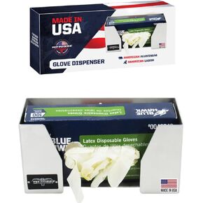 Pit Posse PP2669 Aluminum Latex Glove Box Dispenser Wall Mount Holder Storage Organizer USA Made Garage Enclosed Trailer Work Shop -Utility Station Hanger -Race Trailer Accessories -Automotive Cabinet