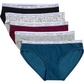 Tommy Hilfiger Women's Classic Cotton Bikini Underwear with Logo Waistband 5-Pack