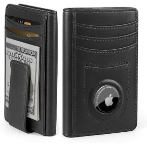 ALLIVE Airtag wallet for men Mens Wallet with Money Clip RFID Blocking Slim Billfold Men AirTag Wallet,9 Card Slots, Minimalist men wallet with Gift Box Carbon Black