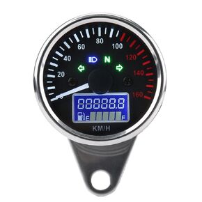 LCD Motorcycle Odometer, Universal 0~160KM/H Motorcycle Digital LED Speedometer Tachometer Speed Gauge Retro Chrome, Motorcycle Accessories
