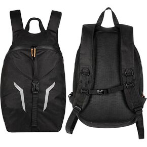 Lightweight Motorcycle Helmet Backpack - Water-Resistant & Lightweight with Helmet Holder Shoulder Padding & Handle Elasticized Pocket Adjustable Chin Strap Anti-theft Pocket Luggage Strap