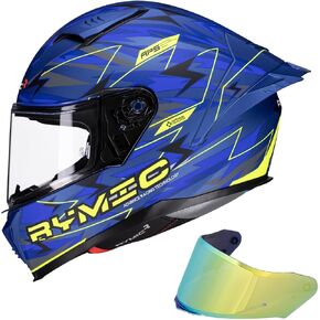 SR6 Full Face Motorcycle Helmet, Equipped with Clear & Multicolour Visors DOT Approved Street Racing Helmet