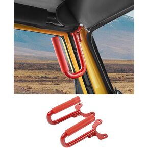 Front Grab Handles Fit for 1997-2006 Jeep TJ Wrangler Grab Bar Front Steel Grip Handle 97-06 Jeep Wrangler TJ Grab Handles Bar, Red