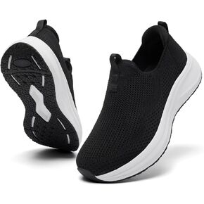 Women's Wide Non-Slip Walking Shoes Lightweight Breathable Sock Sneakers Casual Athletic Tennis Shoes Comfortable Slip On Shoes