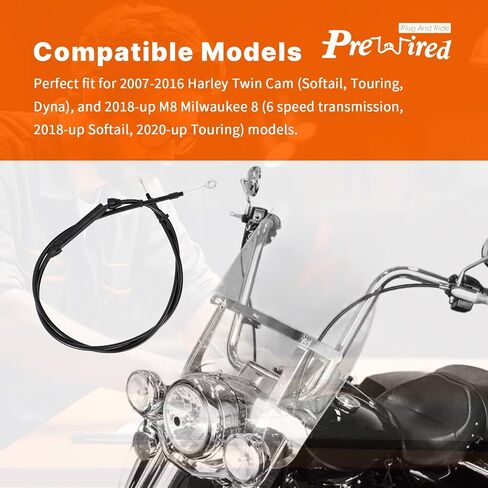 62" Twin Cam M8 Extended Clutch Cable Stainless Steel Braided for 2006-2016 Harley Twin Cam Softail/Touring Street Glide Road Glide Road King Electra Glide/Dyna, 2018-up M8 Milwaukee 8 in Saudi Arabia