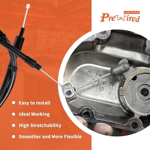 62" Twin Cam M8 Extended Clutch Cable Stainless Steel Braided for 2006-2016 Harley Twin Cam Softail/Touring Street Glide Road Glide Road King Electra Glide/Dyna, 2018-up M8 Milwaukee 8 in Saudi Arabia