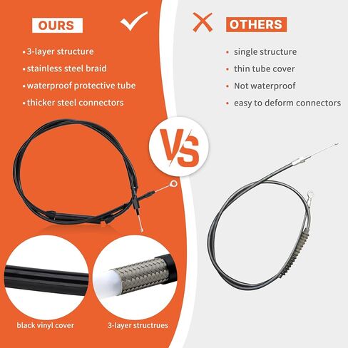 62" Twin Cam M8 Extended Clutch Cable Stainless Steel Braided for 2006-2016 Harley Twin Cam Softail/Touring Street Glide Road Glide Road King Electra Glide/Dyna, 2018-up M8 Milwaukee 8 in Saudi Arabia
