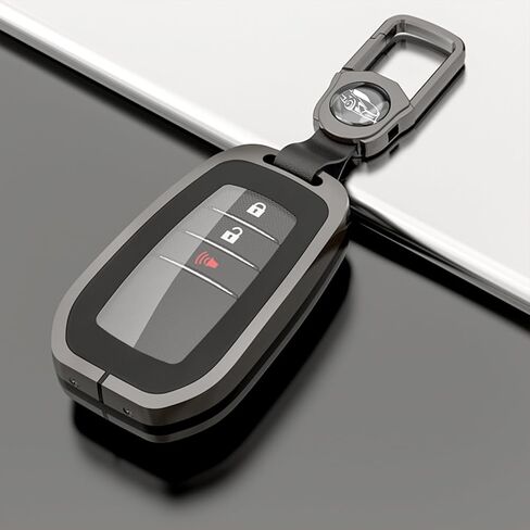 Cover Rye Toyota Key Fob-TPU+Zinc Alloy For 2019-2025 Land Cruiser ، 2021-2025 Venza ، Grand Highlander ، Hilux ، Fortuner ، 2022-2025 Tundra ، Tacoma Remote (Black) in Kuwait