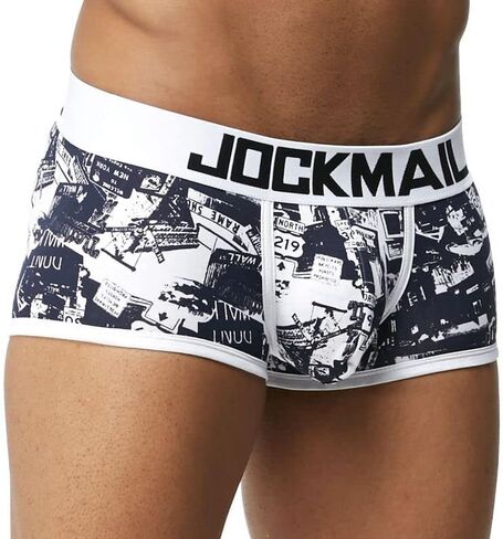 JOCKMAIL Men's Cotton Briefs Boxer Short Underwear Sexy Hot Leaf Printed Low Rise Men's Panties Sport Trunk in Saudi Arabia
