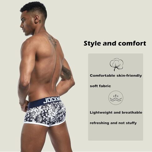 JOCKMAIL Men's Cotton Briefs Boxer Short Underwear Sexy Hot Leaf Printed Low Rise Men's Panties Sport Trunk in Saudi Arabia