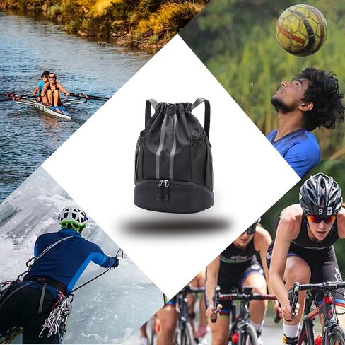 Sports Drawstring Backpack, Waterproof Swim Gym String Bag,Soccer Basketball Bag with Shoe Compartment for Men Women in Saudi Arabia