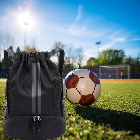 Sports Drawstring Backpack, Waterproof Swim Gym String Bag,Soccer Basketball Bag with Shoe Compartment for Men Women in Saudi Arabia