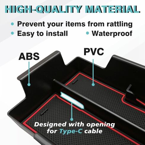 Bestevmod Center Center Console Tresanizer Tray متوافق مع Chevy Blazer EV 2025 2024 2023 الملحقات الداخلية REMSREST BOX ABS Material مع PVC TRIM & REMOVALE COIN (RED) in Kuwait