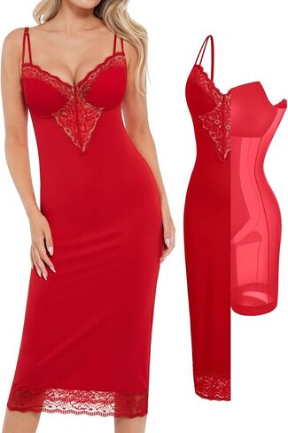 Popilush Shapewear Dress Deep V Neck Lace Cocktail Maxi Dresses for Women in Saudi Arabia