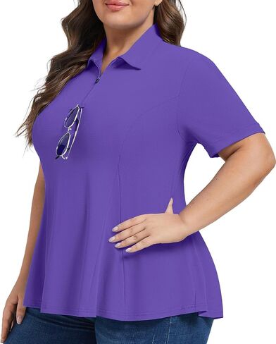 Casei Women's Plus Size Golf Polo Shirts Short Sleeve Collared Tennis Workout Tops Loose Fit UPF 50+ in Kuwait