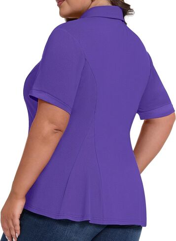 Casei Women's Plus Size Golf Polo Shirts Short Sleeve Collared Tennis Workout Tops Loose Fit UPF 50+ in Kuwait
