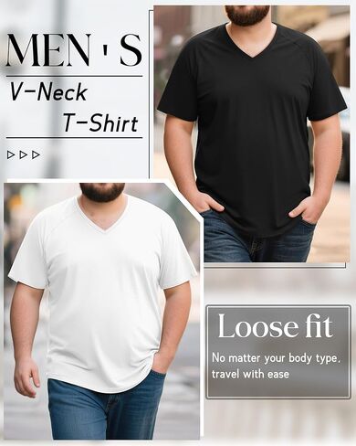 Riyiper 3 Pack Men's Big and Tall T-Shirts V Neck Cotton Short Sleeve Plus Size Tops Raglan Casual Summer Basic Tee Shirts in Kuwait