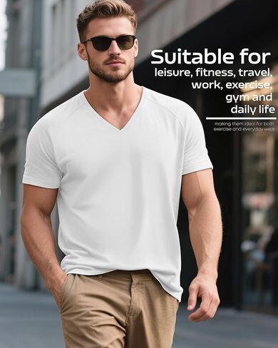 Riyiper 3 Pack Men's Big and Tall T-Shirts V Neck Cotton Short Sleeve Plus Size Tops Raglan Casual Summer Basic Tee Shirts in Kuwait