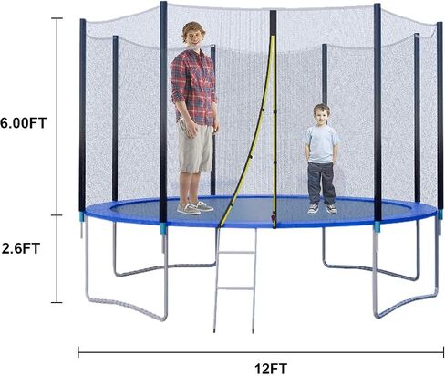 YAKEY Trampoline 10FT 12FT 15FT Recreational Trampolines with Safety Enclosure Net, ASTM Approved Combo Bounce Outdoor Waterproof Trampoline with Ladder for Kids and Family in Saudi Arabia