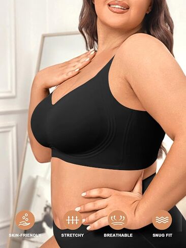 2025 Womens Seamless Wireless Supportive Bra Push Up Comfort Soft No Underwire Full Coverage T-Shirt Bras (M-4XL) in Saudi Arabia