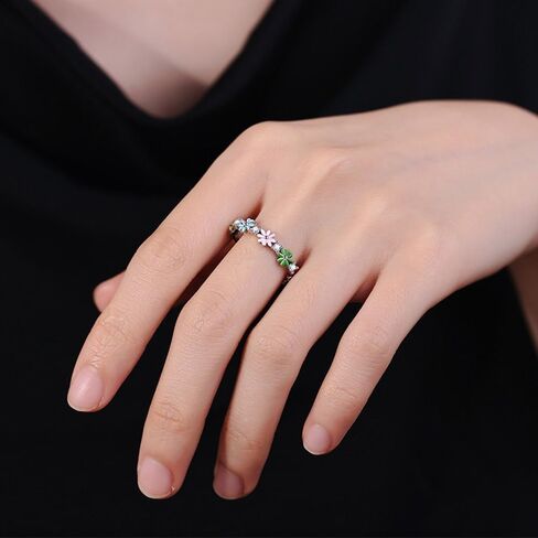 Lovely Daisy Flower Rings Dainty Blooms Enamel Crystal Adjustable Open Ring Colorful Sunflower Wedding Engagement Ring Finger Band Eternity Dainty Jewelry Gifts Delicate Everyday Ring for Women in Kuwait
