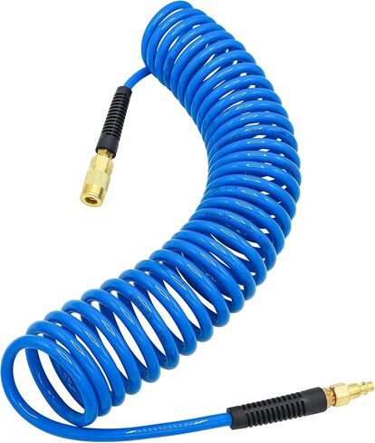 Air Compressor Hose 1/4 in x 25 ft PU Air Hose Kit with 1/4" Industrial Air Fittings and Bend Restrictors, Blue in Saudi Arabia
