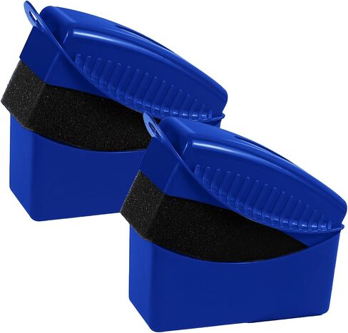 2PCS Tire Dressing Applicator, Car Tire Applicator Dressing Shine Sponge, Reusable Tire Dressing Applicator Pads with Lid, Wheel Applicator Foam for Car Detailing Cleaning (Blue) in Saudi Arabia