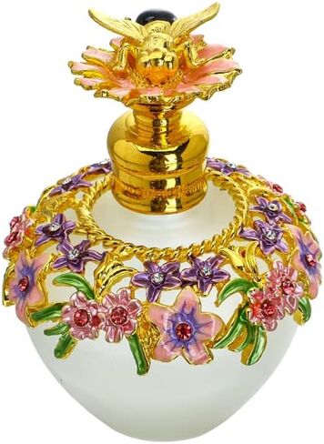 YU FENG Butterfly Flower Glass Perfume Bottle Empty Vintage Decorative Crystal Perfume Vial Scent Bottles for Women Girls(15ml) in Saudi Arabia
