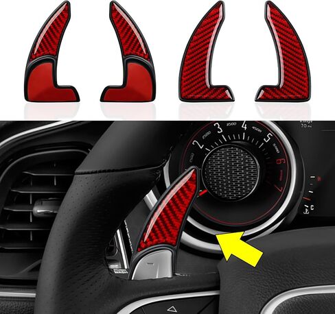 Steering Wheel Shift Paddles for 2015-2024 Dodge Challenger Charger Durango Chrysler 300 Accessories Carbon Fiber Stickers, Not Fit SRT/Hell CAT in Saudi Arabia
