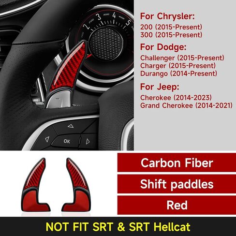 Steering Wheel Shift Paddles for 2015-2024 Dodge Challenger Charger Durango Chrysler 300 Accessories Carbon Fiber Stickers, Not Fit SRT/Hell CAT in Saudi Arabia