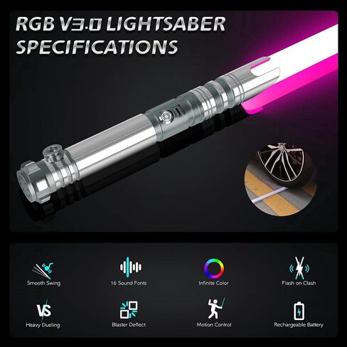 ELESKOCO Smooth Swing Lightsaber, Infinite RGB Colors APP Control Dueling Light Saber with 16 Sound Fonts - Motion Control Blue Lightsabers OBI-WANS Premium Metal Hilt for Adults Teens Cosplay Gift in Saudi Arabia