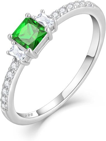 Veshon 925 Sterling Silver Engagement Rings for Women Radiant Cut Half Eternity Cubic Zirconia CZ Wedding Band Thin Stacking Rings Promise Rings for Her Size 5-10 in Kuwait