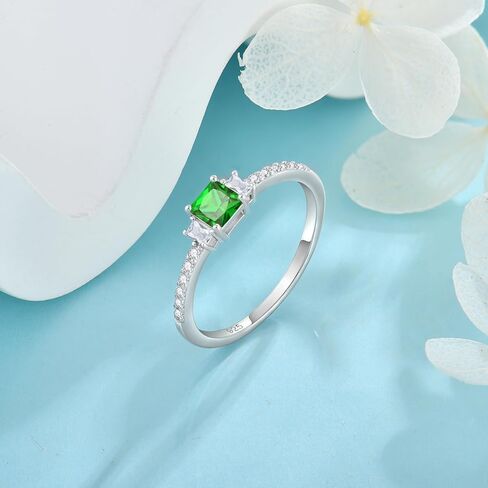 Veshon 925 Sterling Silver Engagement Rings for Women Radiant Cut Half Eternity Cubic Zirconia CZ Wedding Band Thin Stacking Rings Promise Rings for Her Size 5-10 in Kuwait