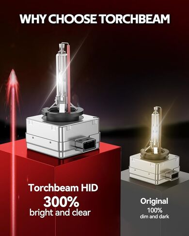 Torchbeam D3S HID Bulbs, Xenon 8000K 35W HID Bulb with Metal Stents Base, Waterproof Design, Plug and Play, Pack of 2 in Kuwait