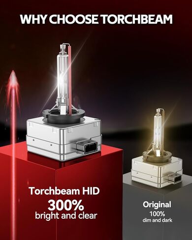 مصابيح Torchbeam D3S HID، لمبة زينون 8000K 35 وات HID مع قاعدة دعامات معدنية، تصميم مقاوم للماء، التوصيل والتشغيل، حزمة من 2 in Saudi Arabia