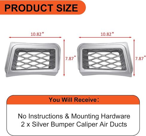 Ecotric الأمامي الأمامي من الفرجار هواء الهواء تنفيس تنفيس تقليم متوافق مع 2003-2007 Chevy Chevrolet Silverado 1500 Pair Silver Air Duck Promise for 89025753 & 89025754 SS SS in Kuwait