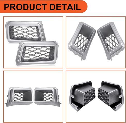 Ecotric الأمامي الأمامي من الفرجار هواء الهواء تنفيس تنفيس تقليم متوافق مع 2003-2007 Chevy Chevrolet Silverado 1500 Pair Silver Air Duck Promise for 89025753 & 89025754 SS SS in Kuwait