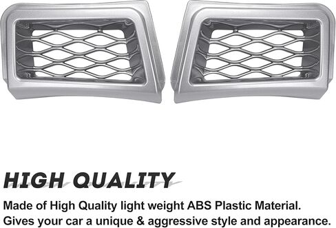 Ecotric الأمامي الأمامي من الفرجار هواء الهواء تنفيس تنفيس تقليم متوافق مع 2003-2007 Chevy Chevrolet Silverado 1500 Pair Silver Air Duck Promise for 89025753 & 89025754 SS SS in Kuwait
