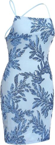 ODIZLI Women's Spaghetti Straps Sparkly Sequins Bodycon Mini Dance Homecoming Dress Party Nightclub in Saudi Arabia
