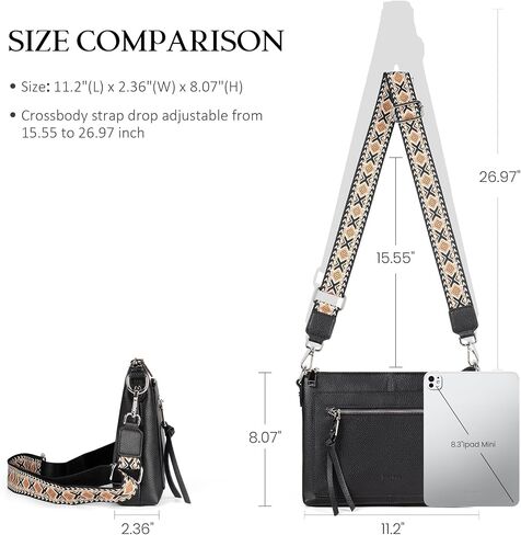 befen Genuine Leather Crossbody Bags for Women Medium Purses Shoulder Bag Handbags with Adjustable Guitar Strap in Kuwait