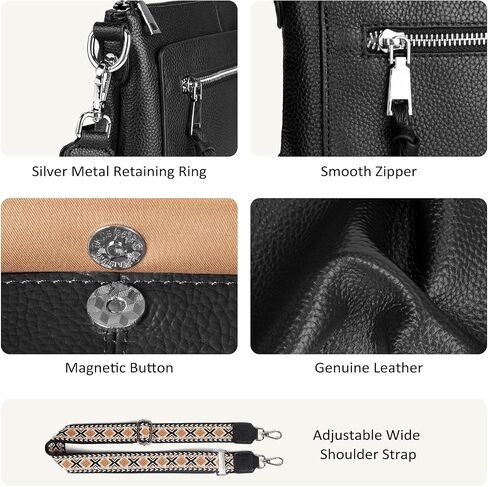 befen Genuine Leather Crossbody Bags for Women Medium Purses Shoulder Bag Handbags with Adjustable Guitar Strap in Kuwait