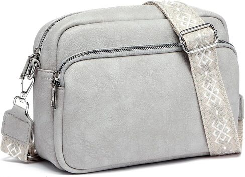 Crossbody Bags for Women, Small Cross Body Purse Vegan Leather Triple Zip Shoulder Handbag with Adjustable Wide Strap in Saudi Arabia
