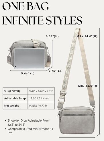 Crossbody Bags for Women, Small Cross Body Purse Vegan Leather Triple Zip Shoulder Handbag with Adjustable Wide Strap in Saudi Arabia