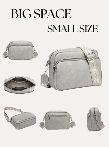 Crossbody Bags for Women, Small Cross Body Purse Vegan Leather Triple Zip Shoulder Handbag with Adjustable Wide Strap in Saudi Arabia