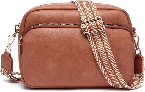 Crossbody Bags for Women, Small Cross Body Purse Vegan Leather Triple Zip Shoulder Handbag with Adjustable Wide Strap in Saudi Arabia