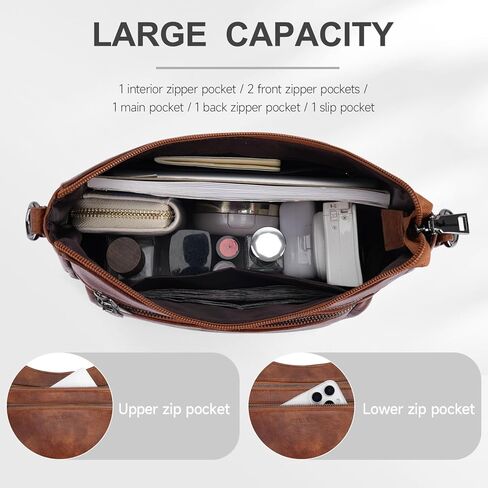 Crossbody Bags for Women Leather Purse Trendy Multi Pocket Shoulder Handbags with Adjustable Guitar Strap in Kuwait