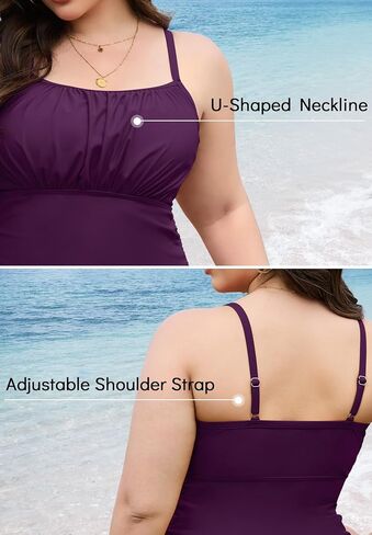 Zando Womens Plus Size Tankini Swimsuits بدلة السباحة للسباحة للنساء للسيطرة على البطن أعلى ملابس السباحة مع السراويل القصيرة 2025 in Kuwait