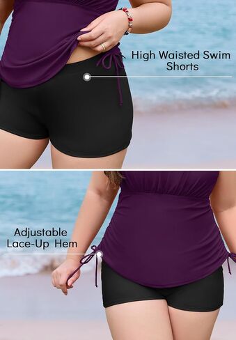 Zando Womens Plus Size Tankini Swimsuits بدلة السباحة للسباحة للنساء للسيطرة على البطن أعلى ملابس السباحة مع السراويل القصيرة 2025 in Kuwait