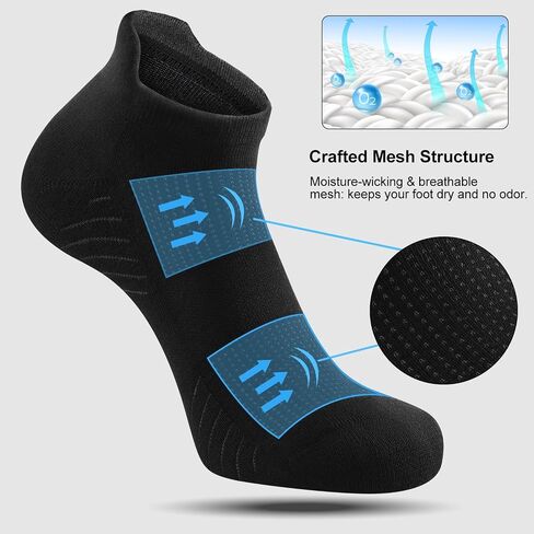 FITRELL 6 Pack Men's Athletic Running Ankle Socks Cushioned Wicking Anti-Blister Breathable Low Cut Tab Sport Socks in Kuwait